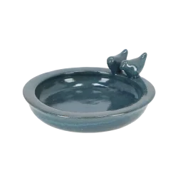 Esschert Design Vogelbad Keramiek Rond - Blauw met Vogels
