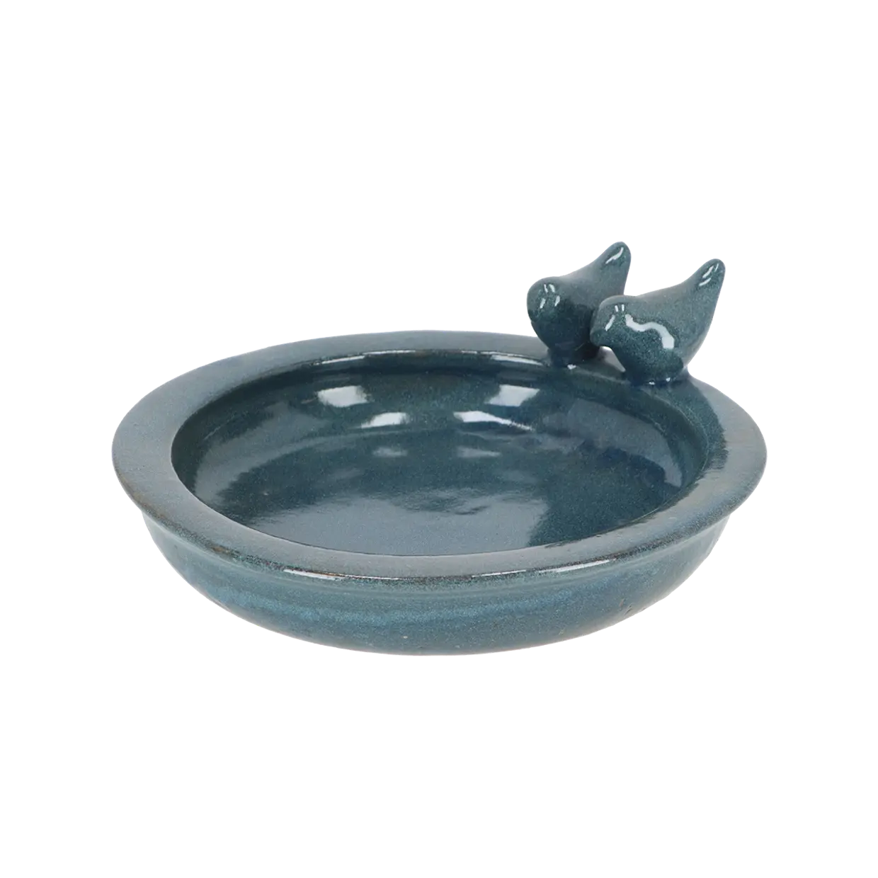 Esschert Design Vogelbad Keramiek Rond - Blauw met Vogels