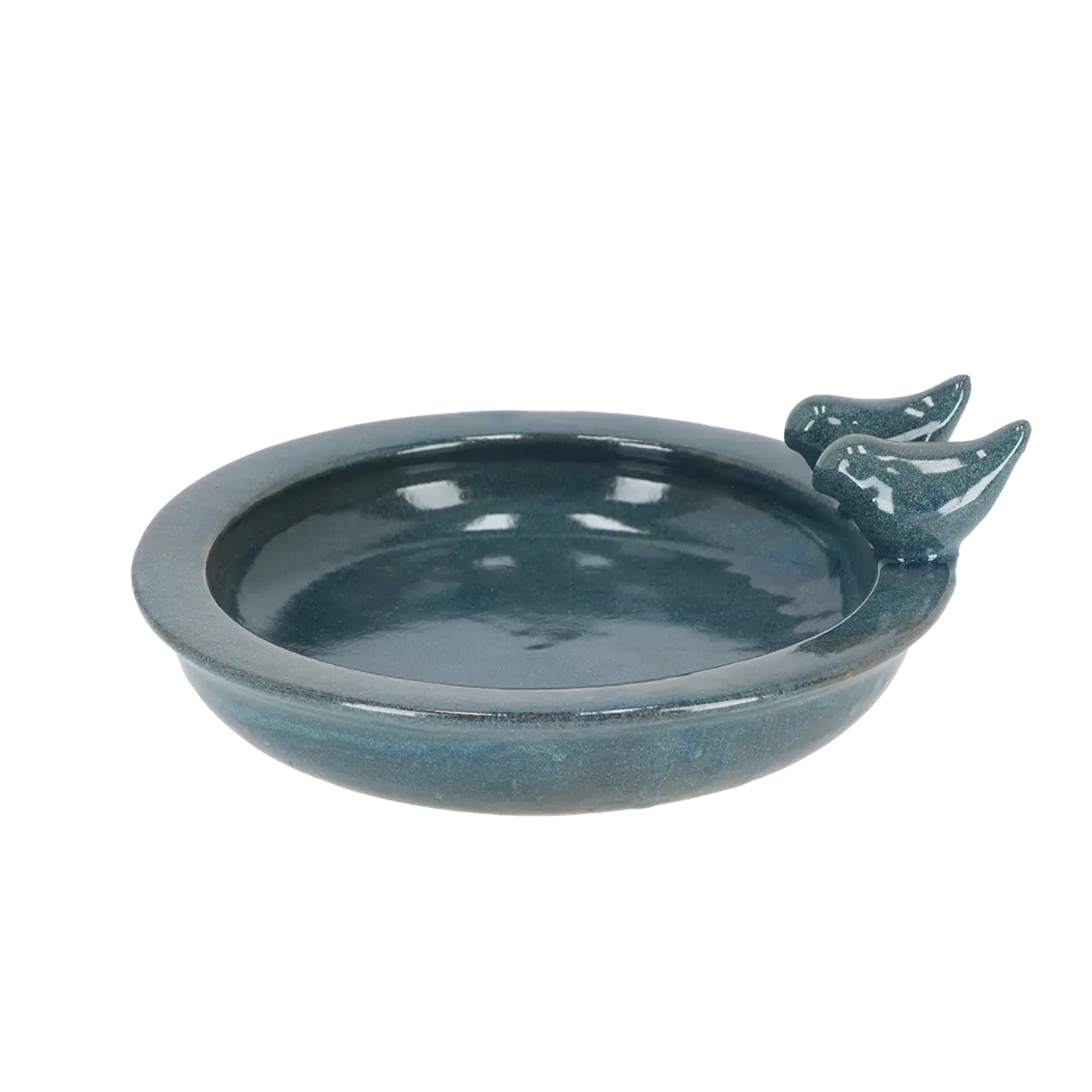 Esschert Design Vogelbad Keramiek Rond - Blauw met Vogels - Afbeelding 5