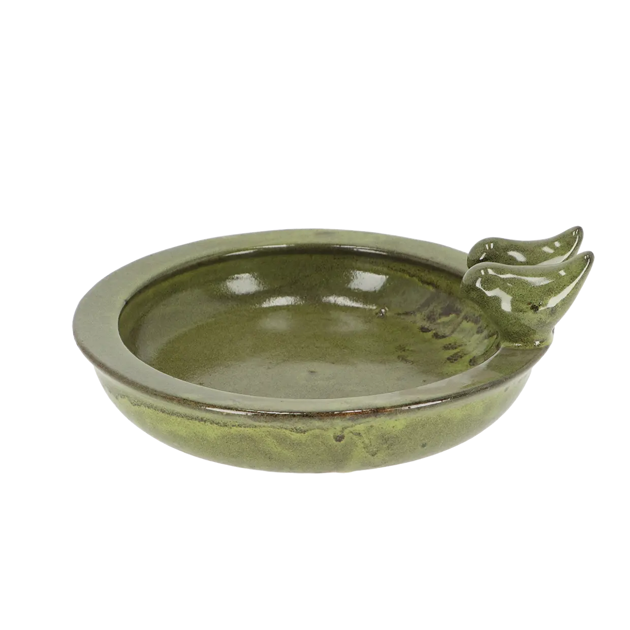 Esschert Design Vogelbad Keramiek Rond - Groen met Vogels - Afbeelding 3