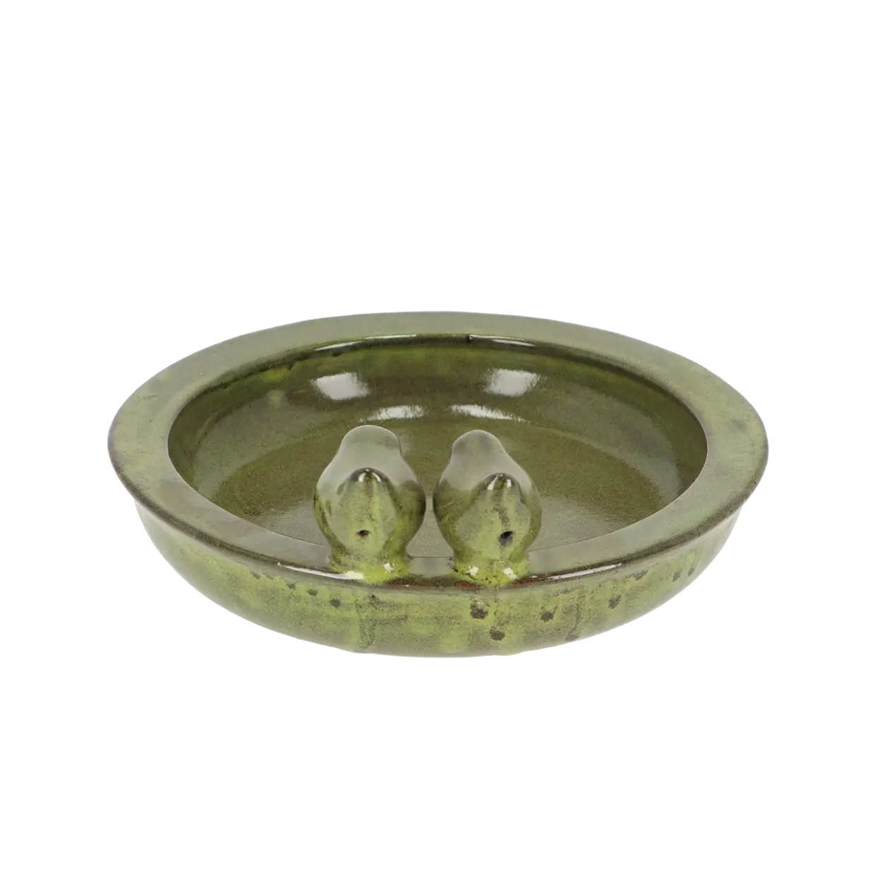 Esschert Design Vogelbad Keramiek Rond - Groen met Vogels - Afbeelding 5