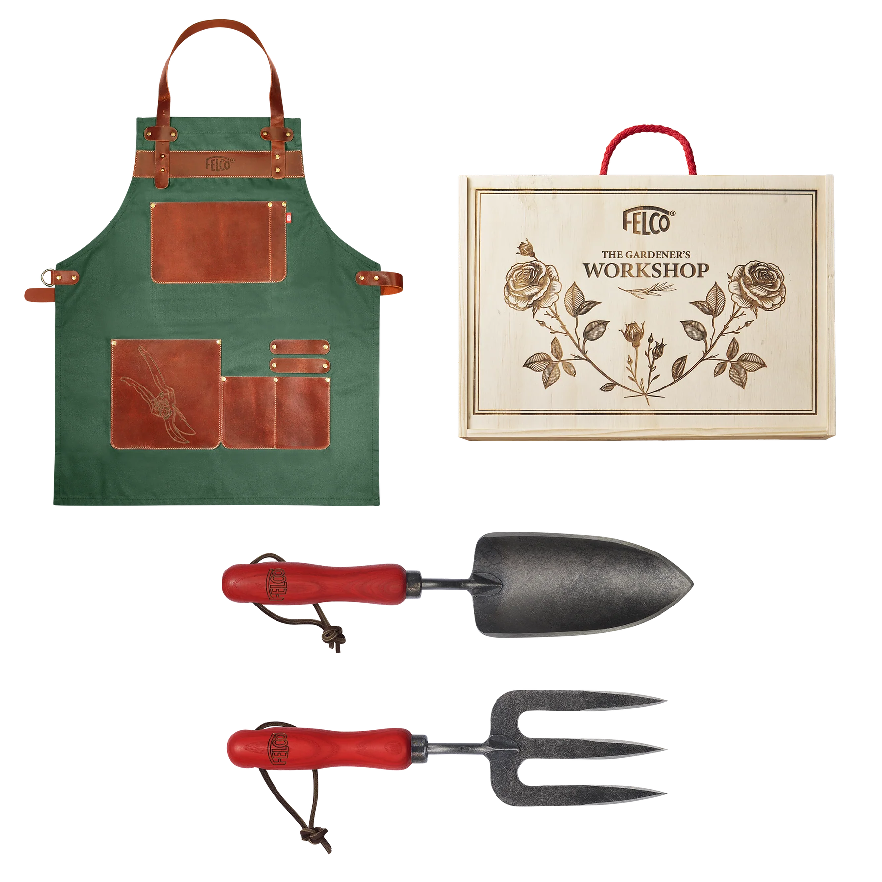 Felco 935-A Plantenset – Schepje, Handvork en Schort met Luxe Kist