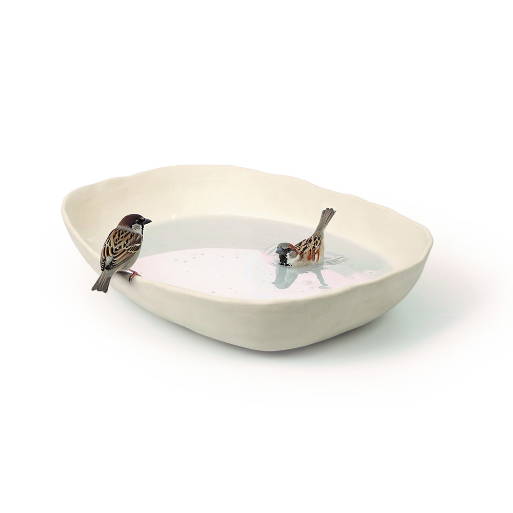 Singing Friend Ella Vogelbad - Keramiek - 32 cm - Beige