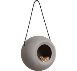 Singing Friend Voederbol Lisa Keramiek - Vogelvoer huisje - 14 cm - Grijs